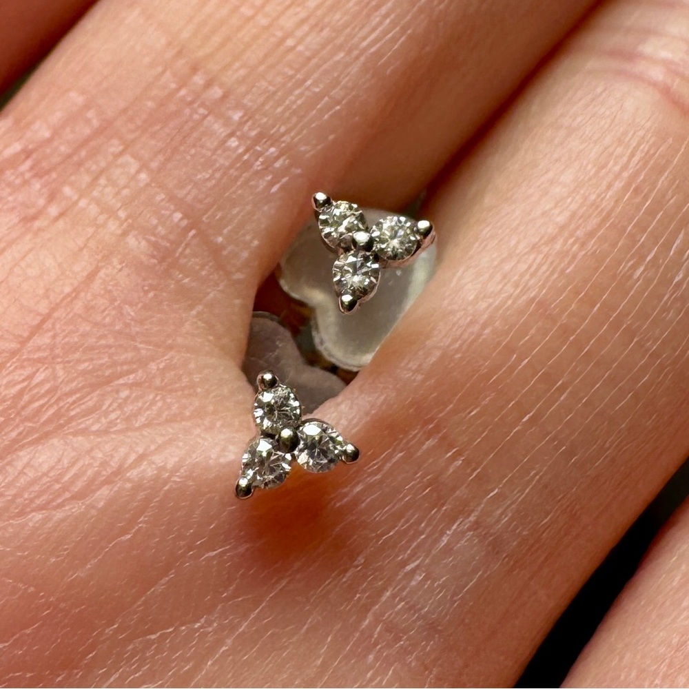 Elegant Silver Triple Gem Stud Earrings
